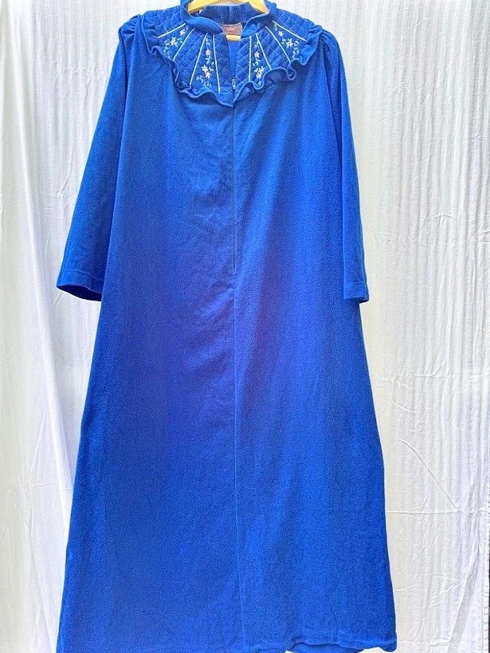 Heather Collection Blue Embroidered Collar Maxi Dress Like New